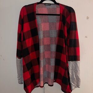 HEIMISH USA Red and Black Checkered Cardigan